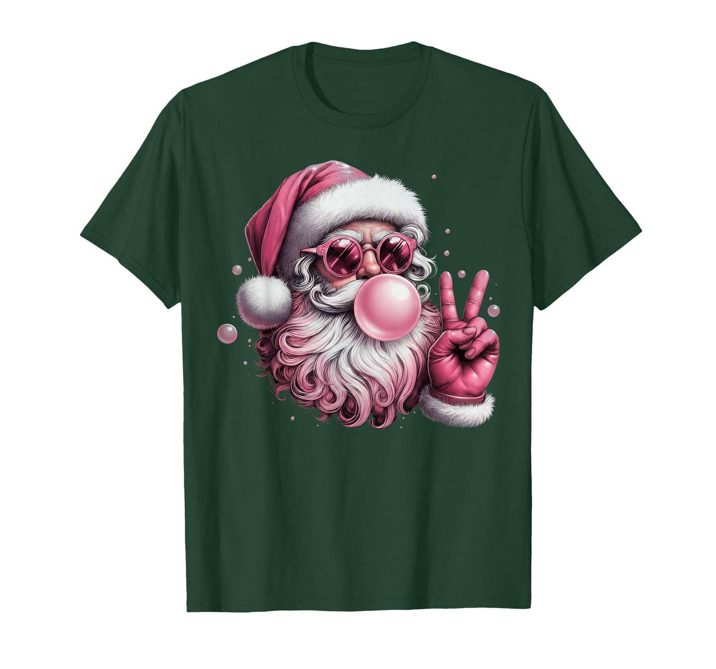 Retro Santa Blowing Bubble Gum Christmas Vintage Sunglasses T-Shirt