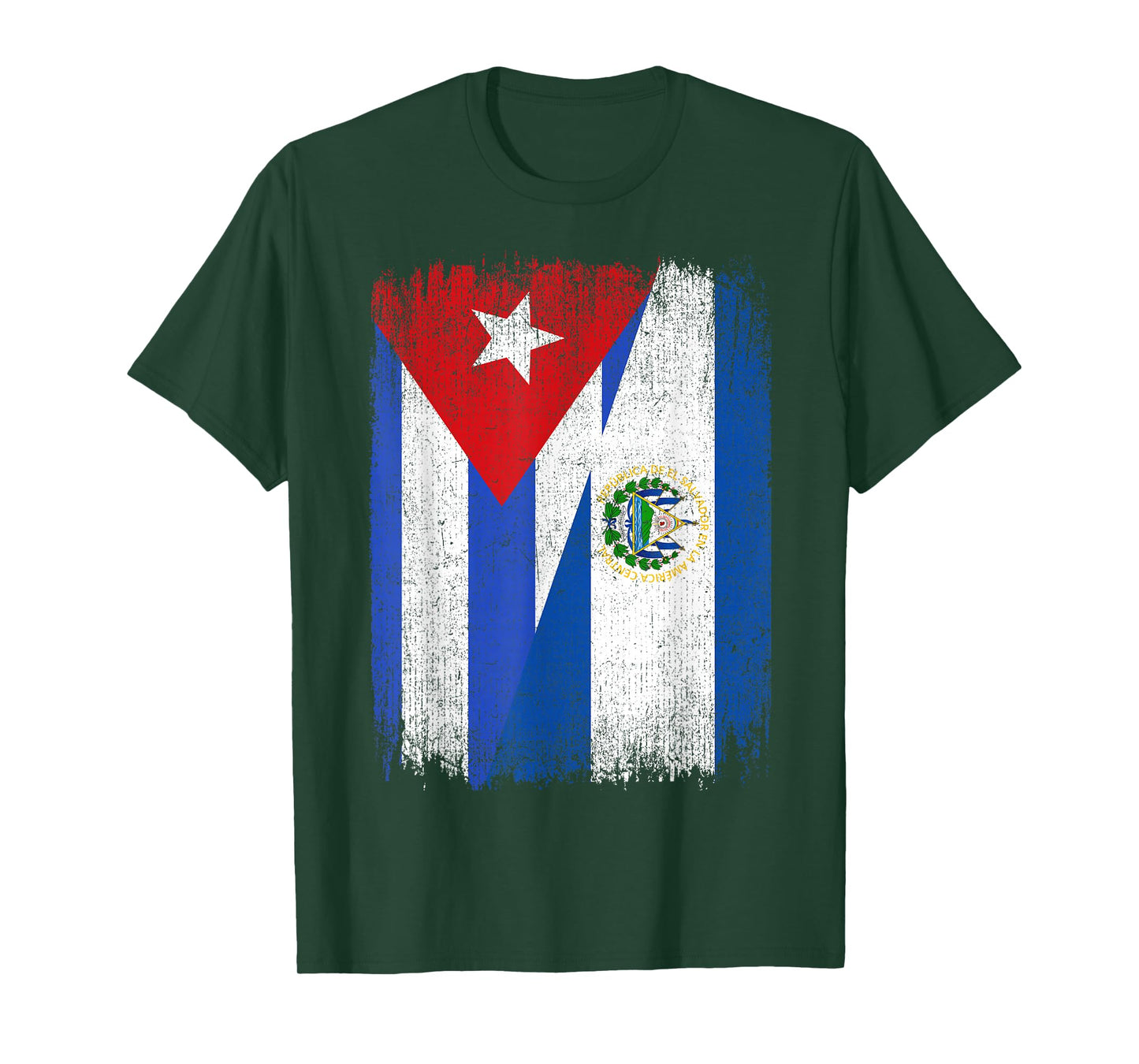 Half Cuba El Salvador Flag Cuban Salvadoran Pride Roots T-Shirt