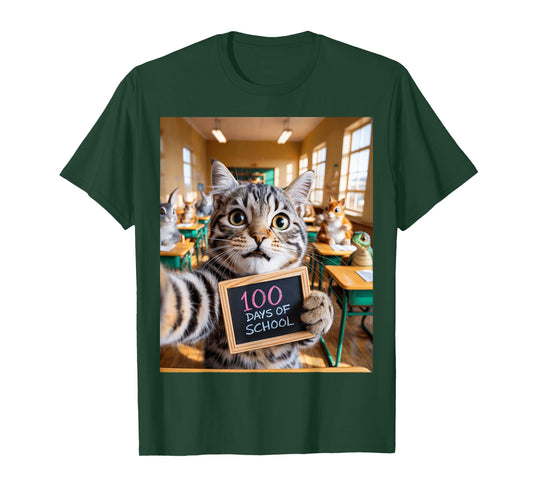 Cat Selfie 100 Days of School Design for cat Lovers and cat T-Shirt