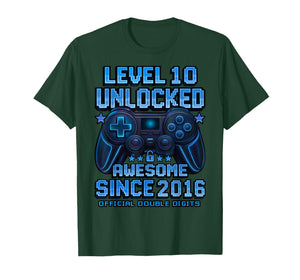 Official Double Digits Level 10 Unlocked 10th Birthday Boy T-Shirt