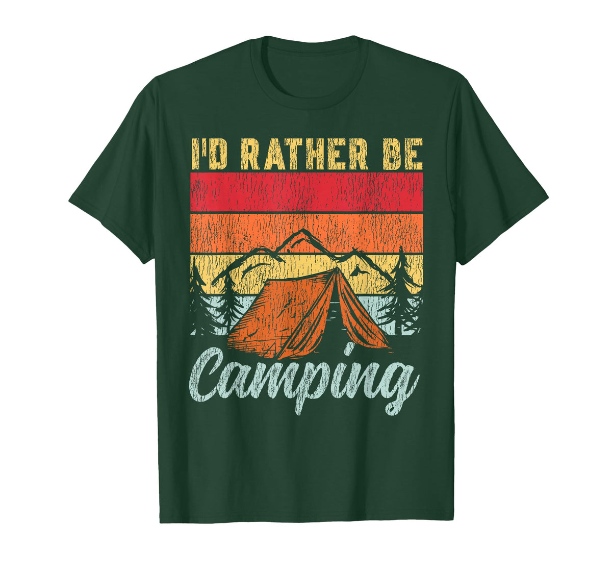 Tent Camping Retro Vintage I'd Rather Be Camping T-Shirt