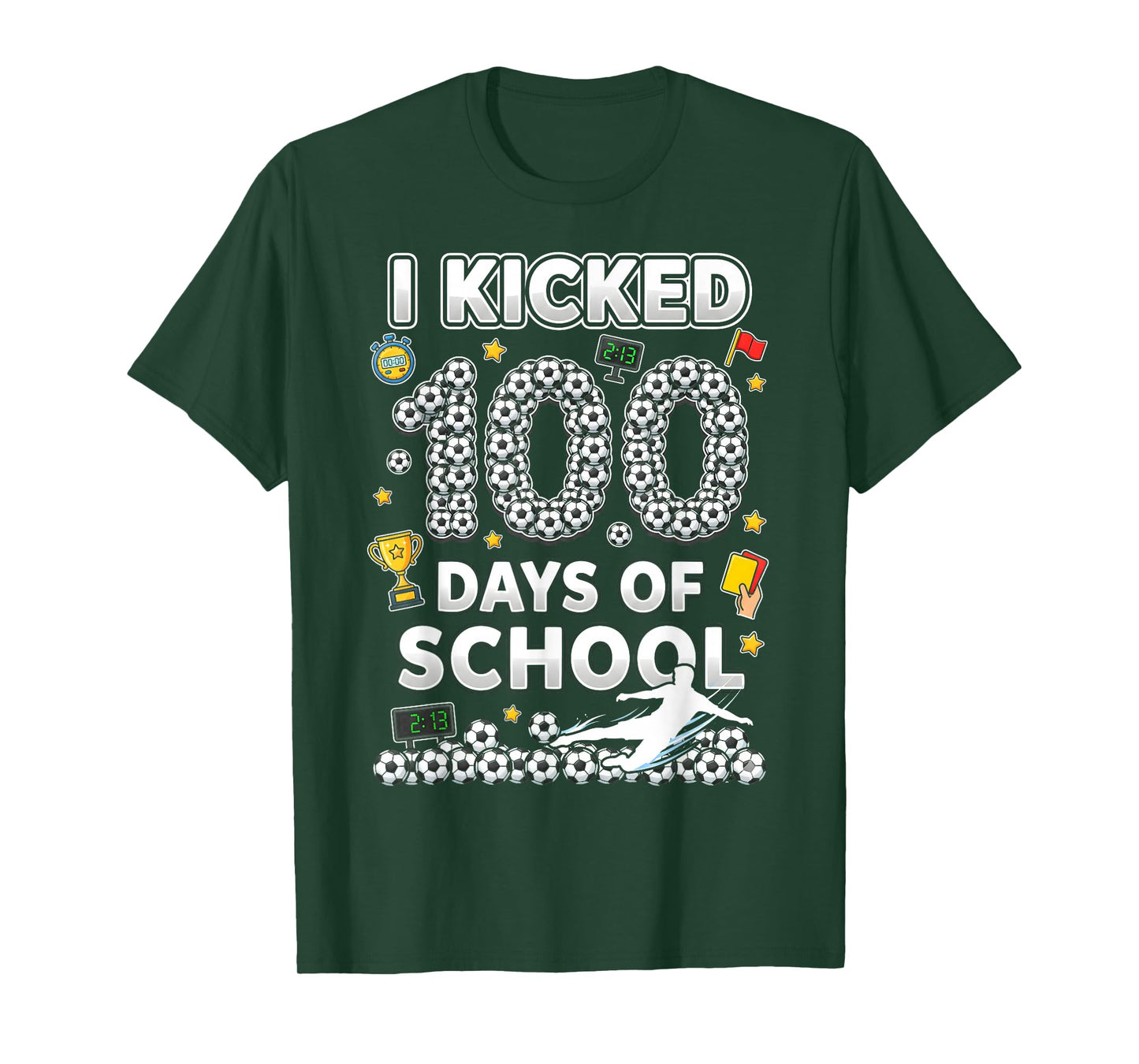 I Kicked100 Days of School Soccer Ice Cram Drip 100th Boys T-Shirt