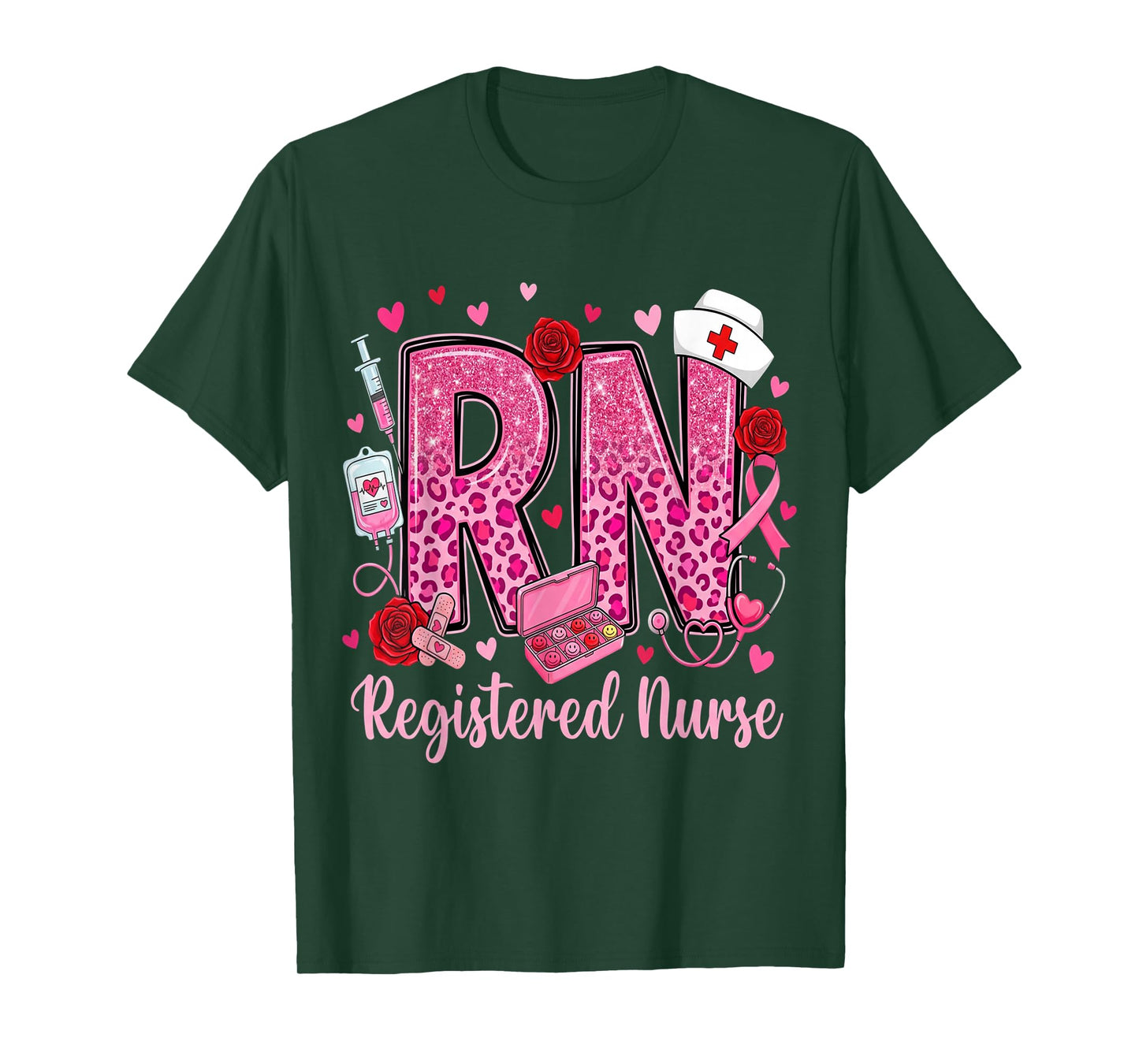 Healthcare Heart Registered Nurse RN Valentines Nurses T-Shirt