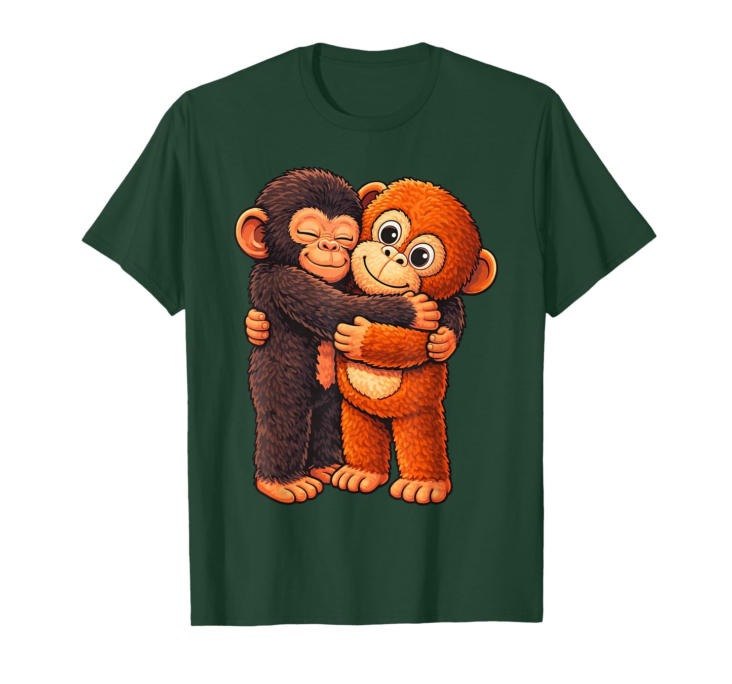 Punch Cute Baby Monkey with Stuffed Stand Hugging T-Shirt