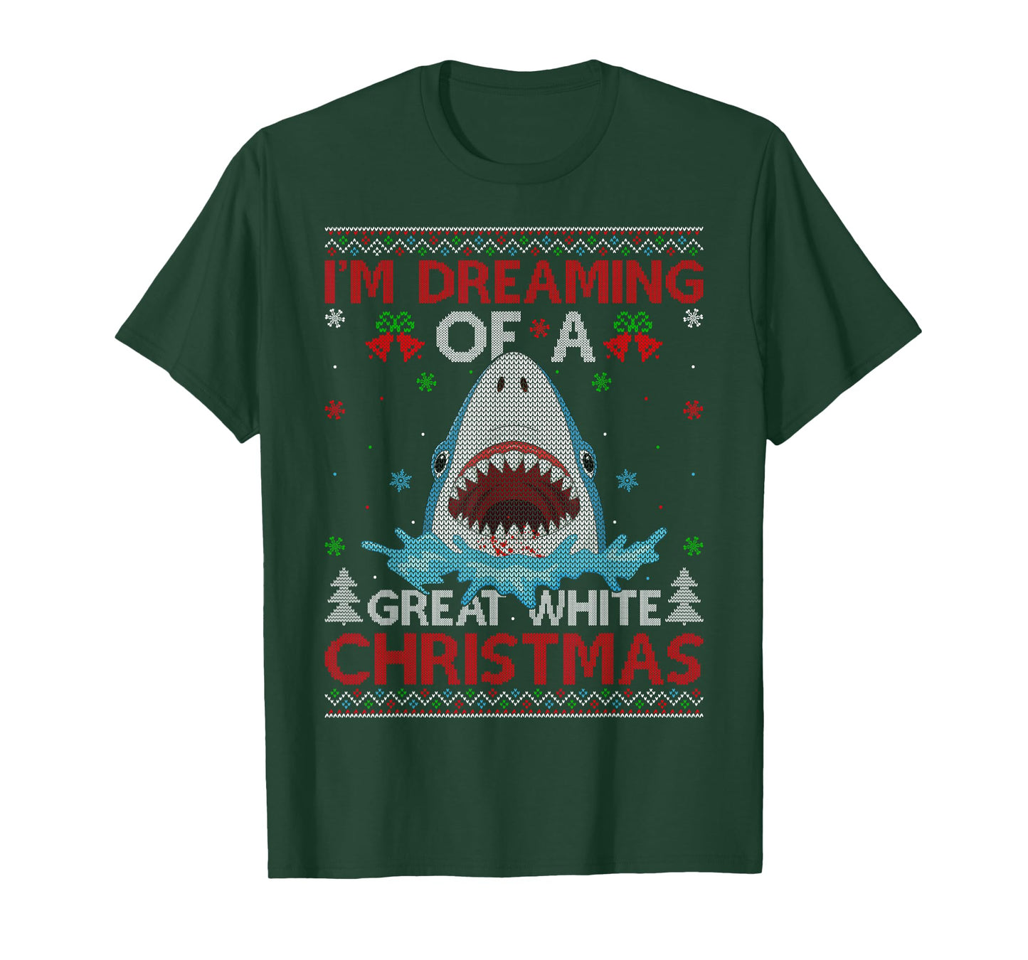 Great White Shark Ugly Xmas Sweater Shark Fishing Christmas T-Shirt
