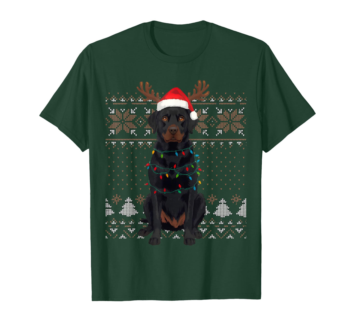 Christmas Dog with Hat and Lights - Funny Holiday Labrador T-Shirt