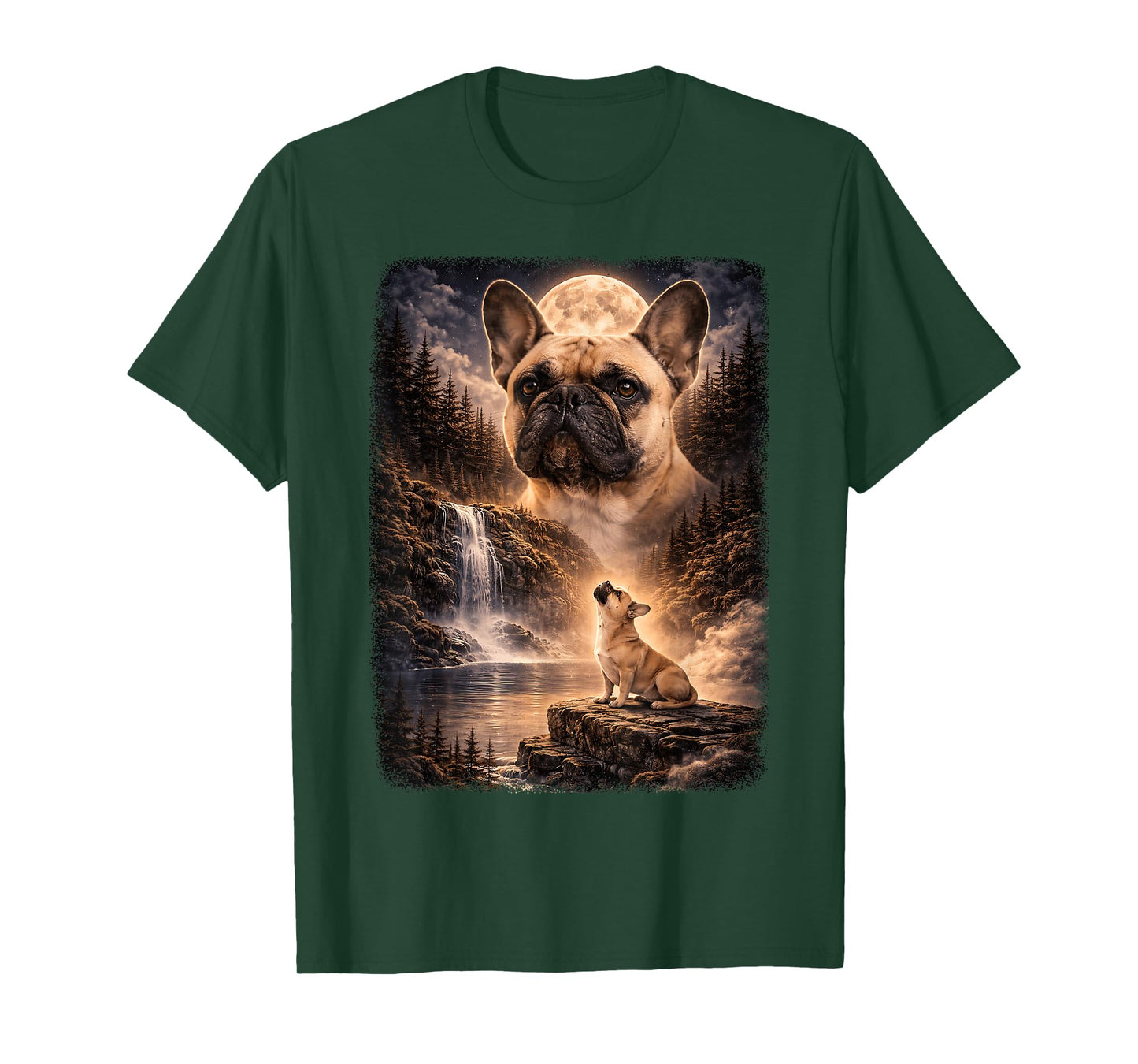 French Bulldog Howling at Moon Vintage Funny Mystic T-Shirt