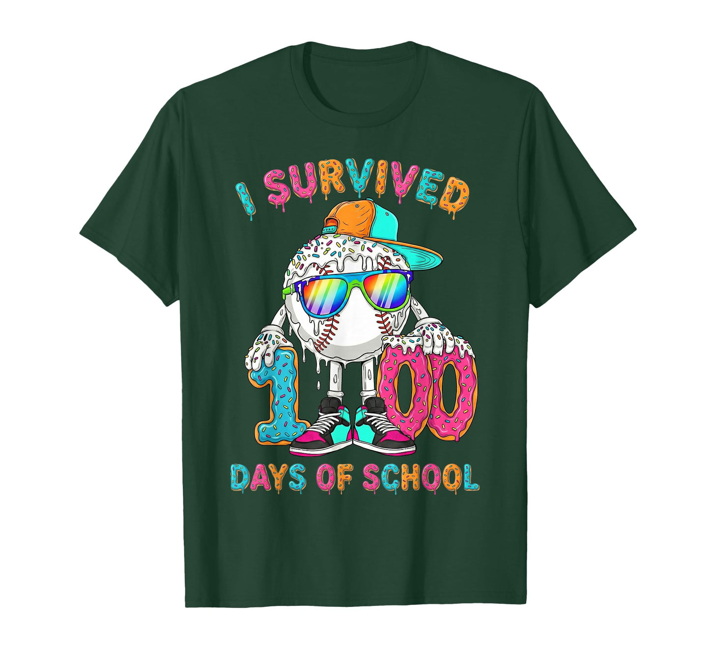 I Survived 100 Days of School Baseball 6 7 Ice Cream T-Shirt