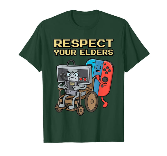 Respect Your Elders Retro Gaming Funny Gamer Controller T-Shirt