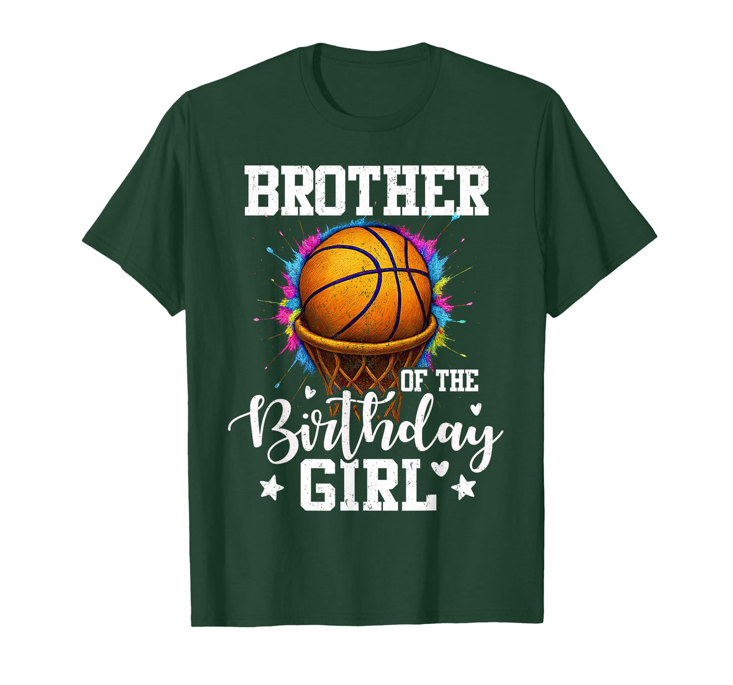 Brother of The Birthday Girl Basketball Player Colorful T-Shirt