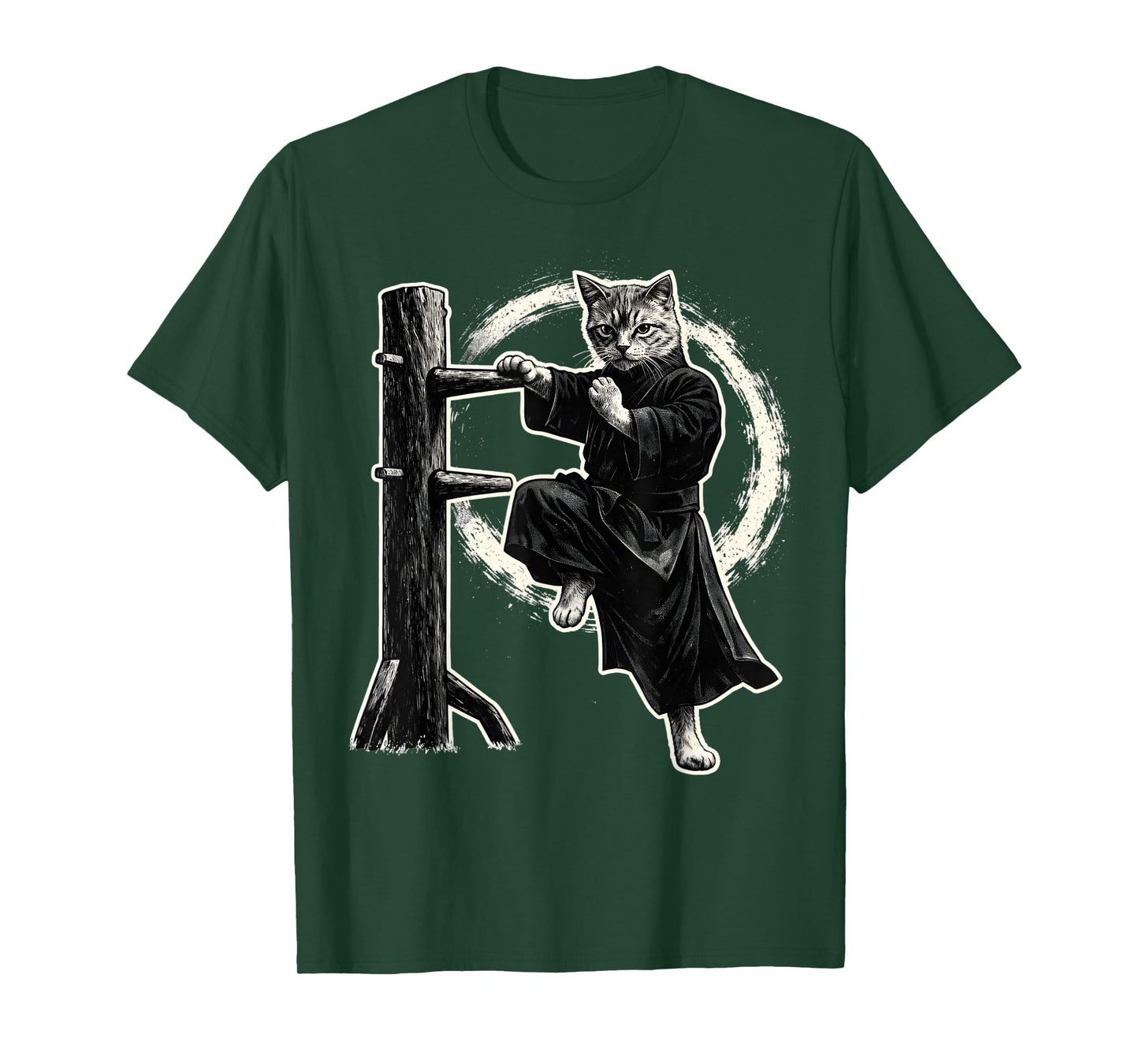 Wing Chun Master Cat Vintage Kung Fu Martial Art Black White T-Shirt