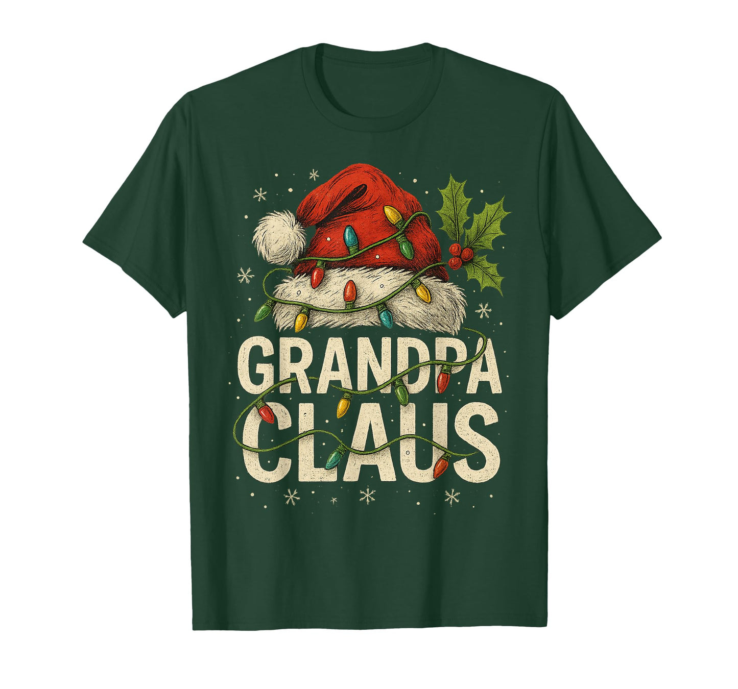Grandpa Claus Christmas Lights Pajama Family Matching T-Shirt