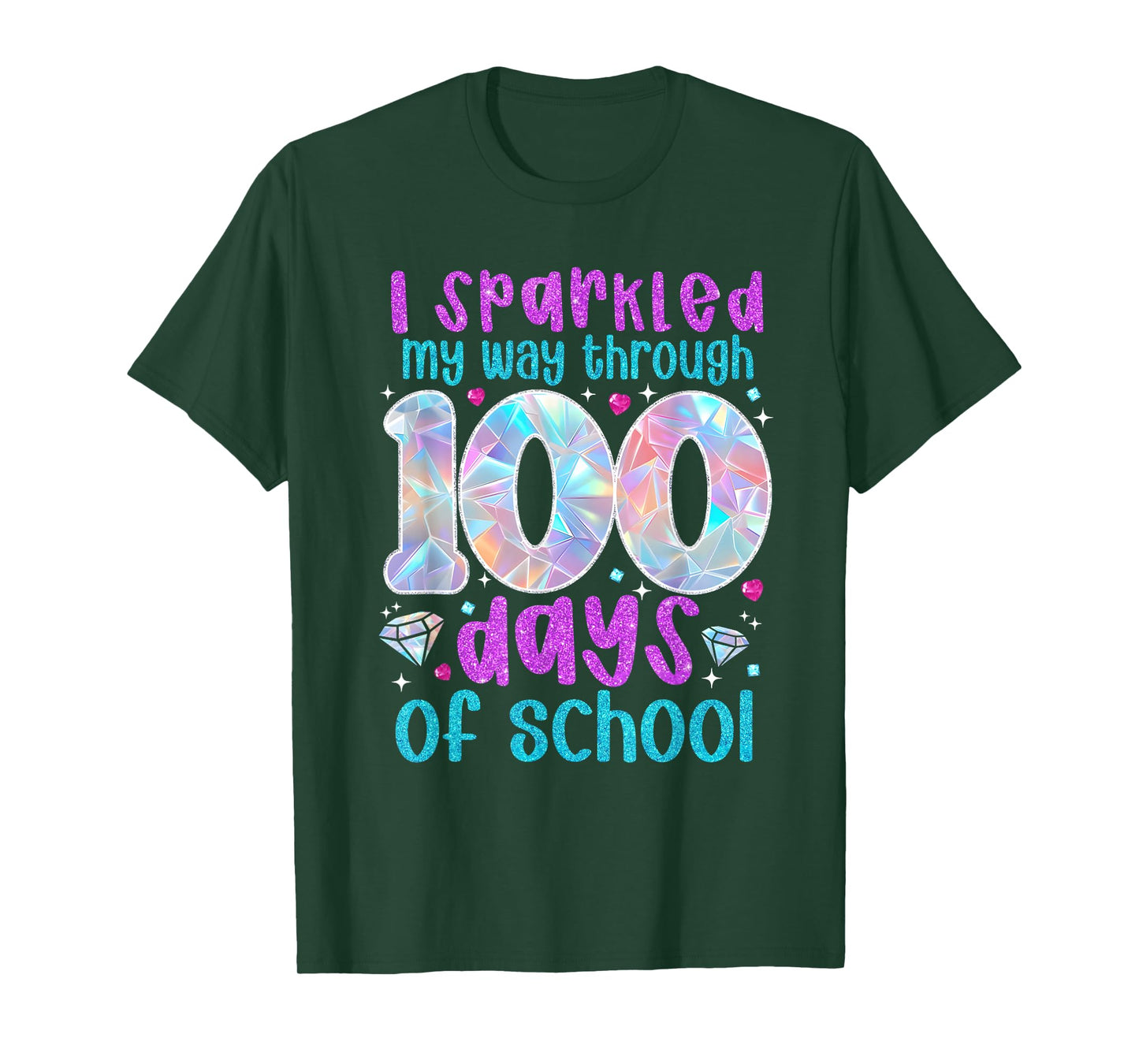I Sparkled My Way Through 100 Days of School Funny Print T-Shirt