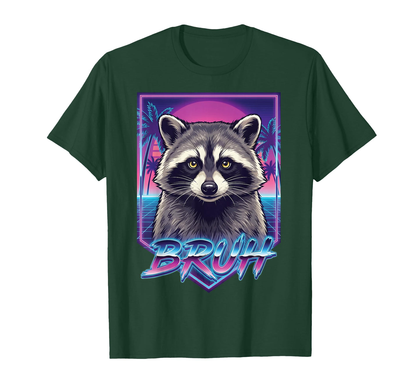 Funny Raccoon Bruh Teens Boys Girls Kids Men Vintage Retro T-Shirt