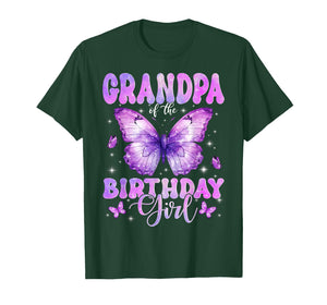 Grandpa of The Birthday Girl Butterfly Funny Family T-Shirt