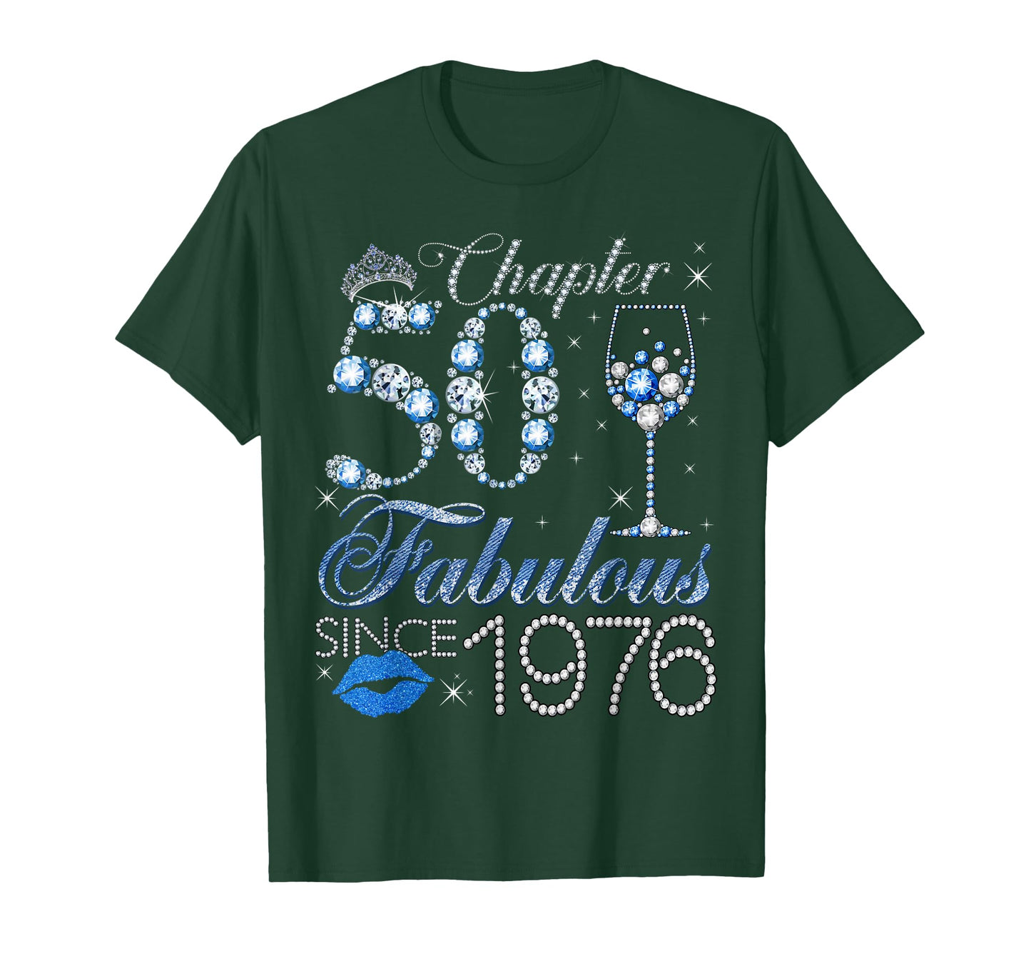 Chapter 50 50th Birthday Crown Wine Glass Denim and Diamonds T-Shirt