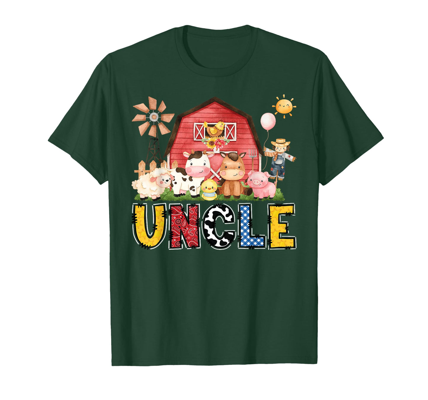 Uncle Farm Cow Birthday Boy Matching Family Party T-Shirt