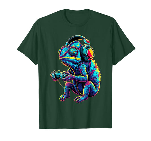 Chameleon Gaming Animal Video Games Funny Chameleon T-Shirt