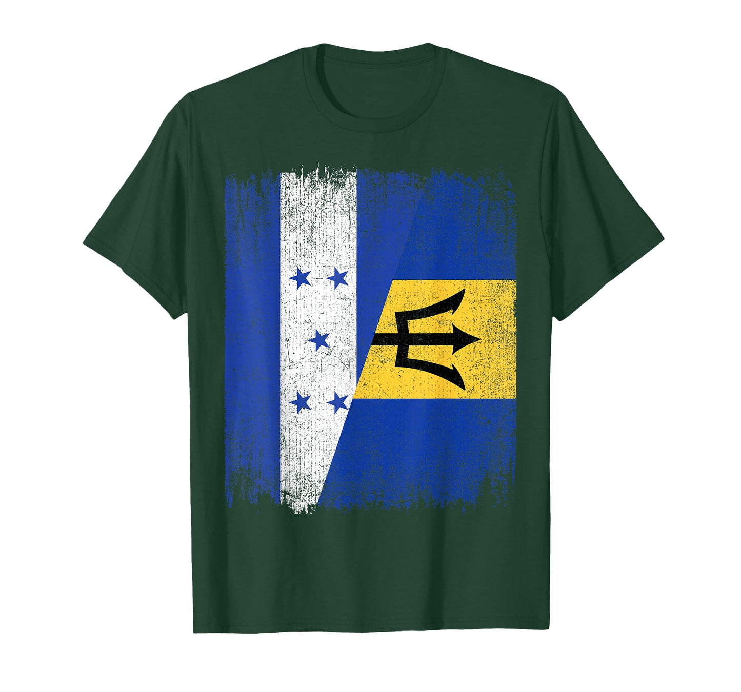 Half Honduras Barbados Split Flag Honduran Pride Roots T-Shirt