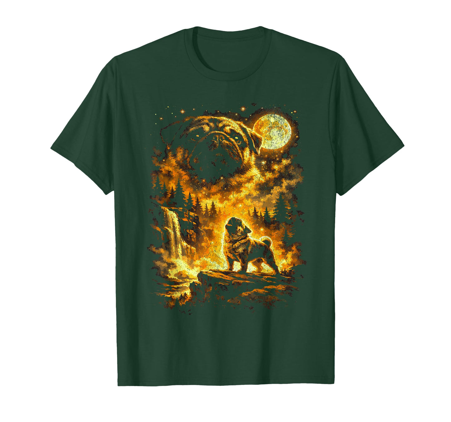 Pug Howling At Moon T-Shirt