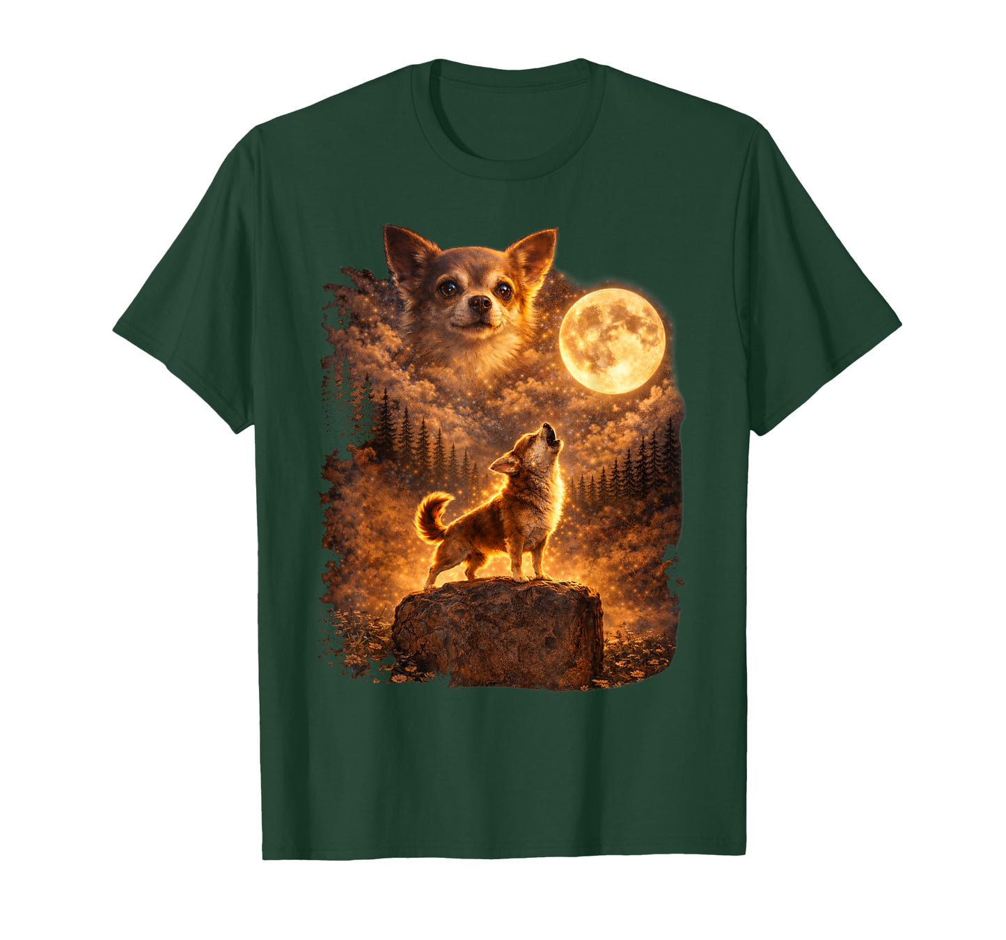 Chihuahua Howling to The Moon Funny Vintage Chihuahua Dog T-Shirt