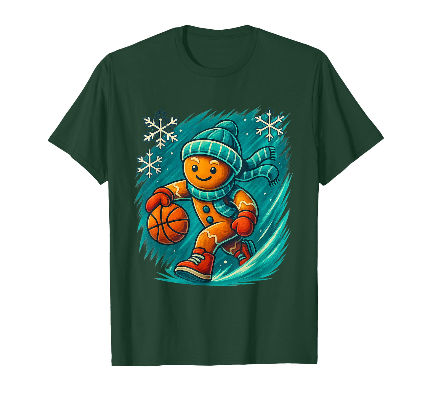 Funny Santa Playing Basketball Gingerbread Bball Fans T-Shirt