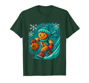 Funny Santa Playing Basketball Gingerbread Bball Fans T-Shirt