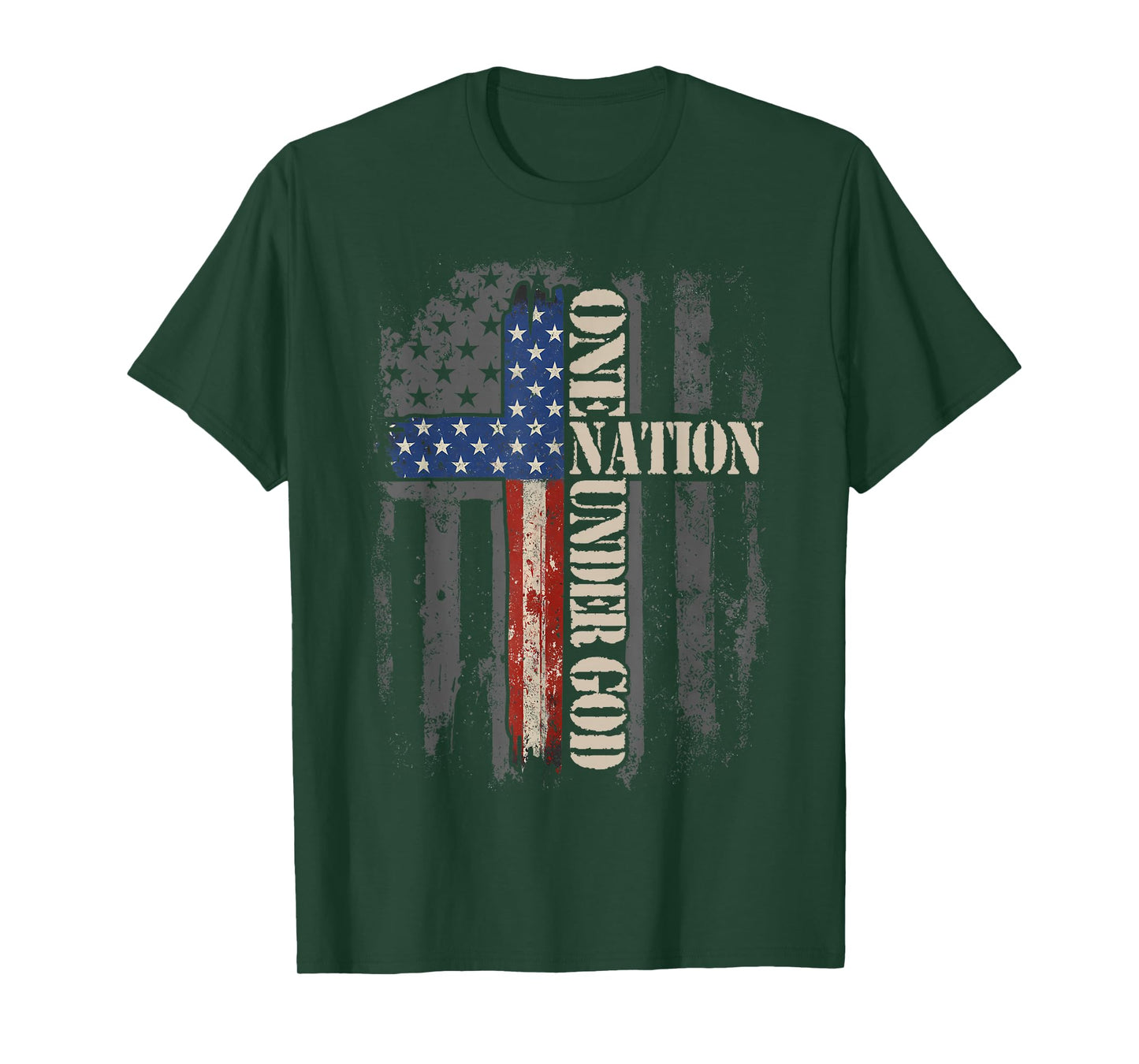 One Nation Under God Flag 4th of July Patriotic Christian T-Shirt