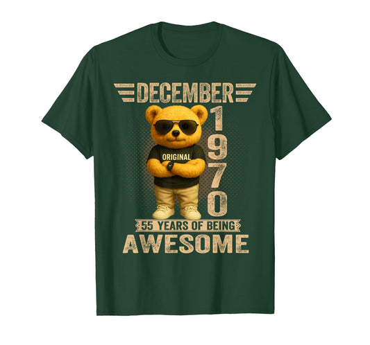 55 Year Old December 1970 Teddy Bear 55th Birthday Men Women T-Shirt