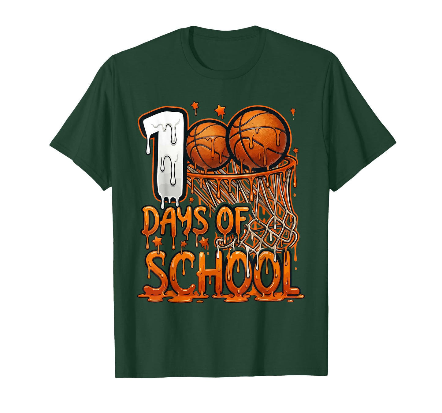 100th Days of School Basketball Drip for Boys Kids T-Shirt
