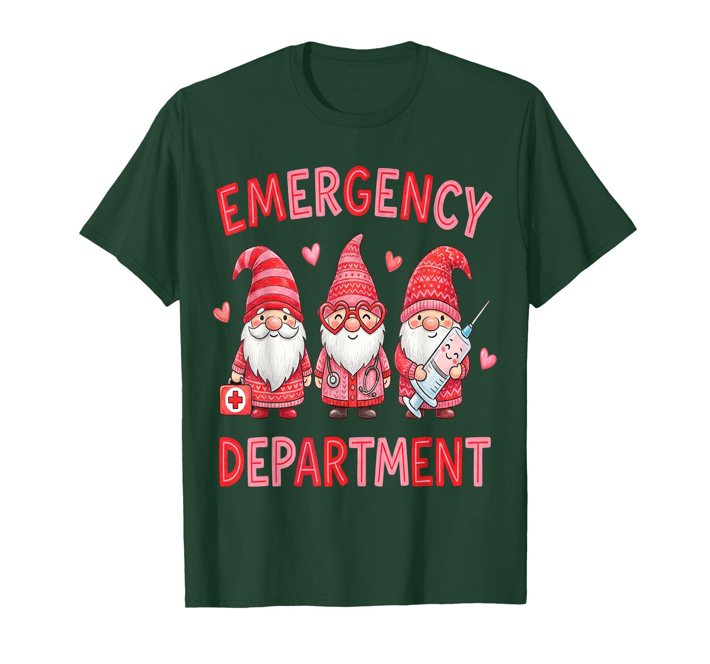Gnome Emergency Department Valentine ER Valentines Nurse T-Shirt