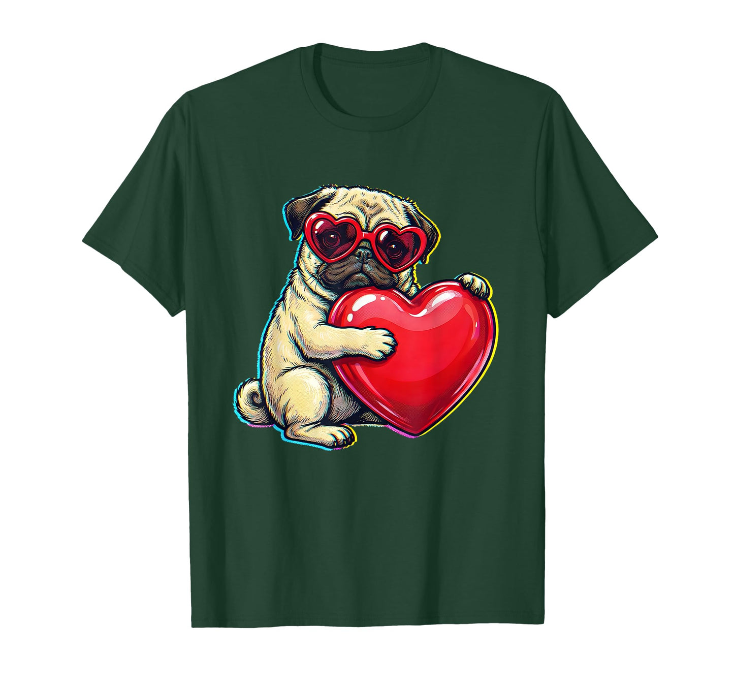 Vintage Pug Funny Youth Life Dad Mom Retro Dog Heart Meme T-Shirt