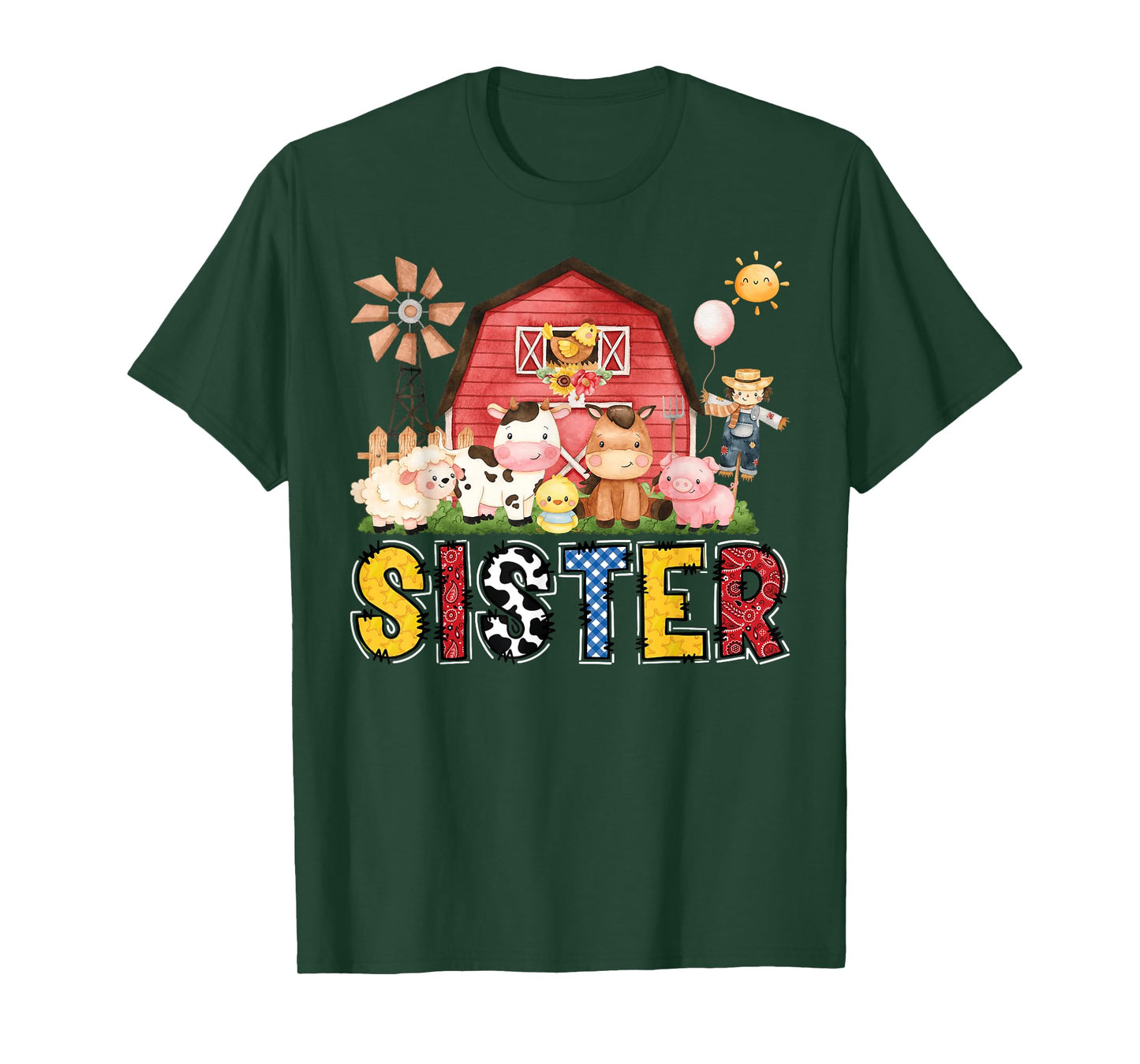 Sister Farm Cow Birthday Boy Matching Family Party T-Shirt