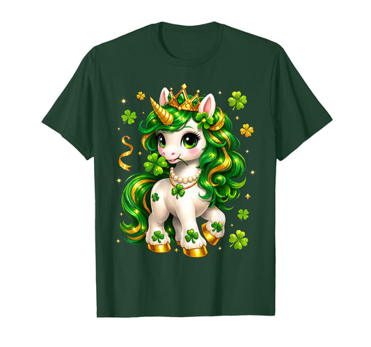Cute Unicorn Shamrock St Patricks Day Girls Kids Lepricorn T-Shirt