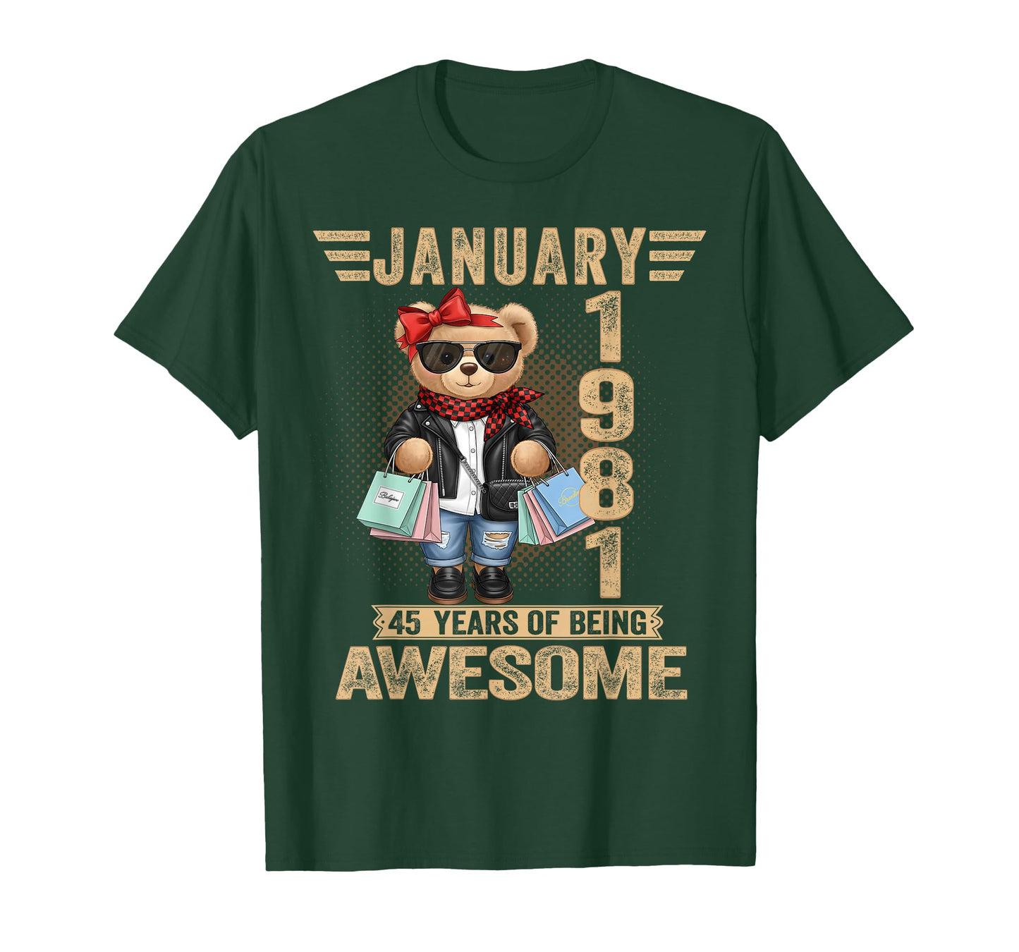 45 Year Old January 1981 Teddy Bear 45th Birthday Women T-Shirt