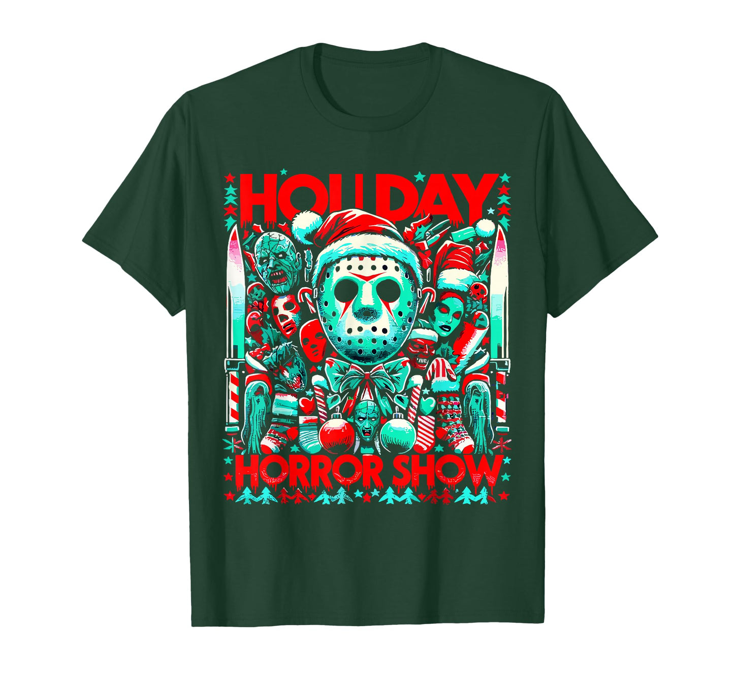 Merry Christmas Festive Slasher Candy Cane Menace T-Shirt