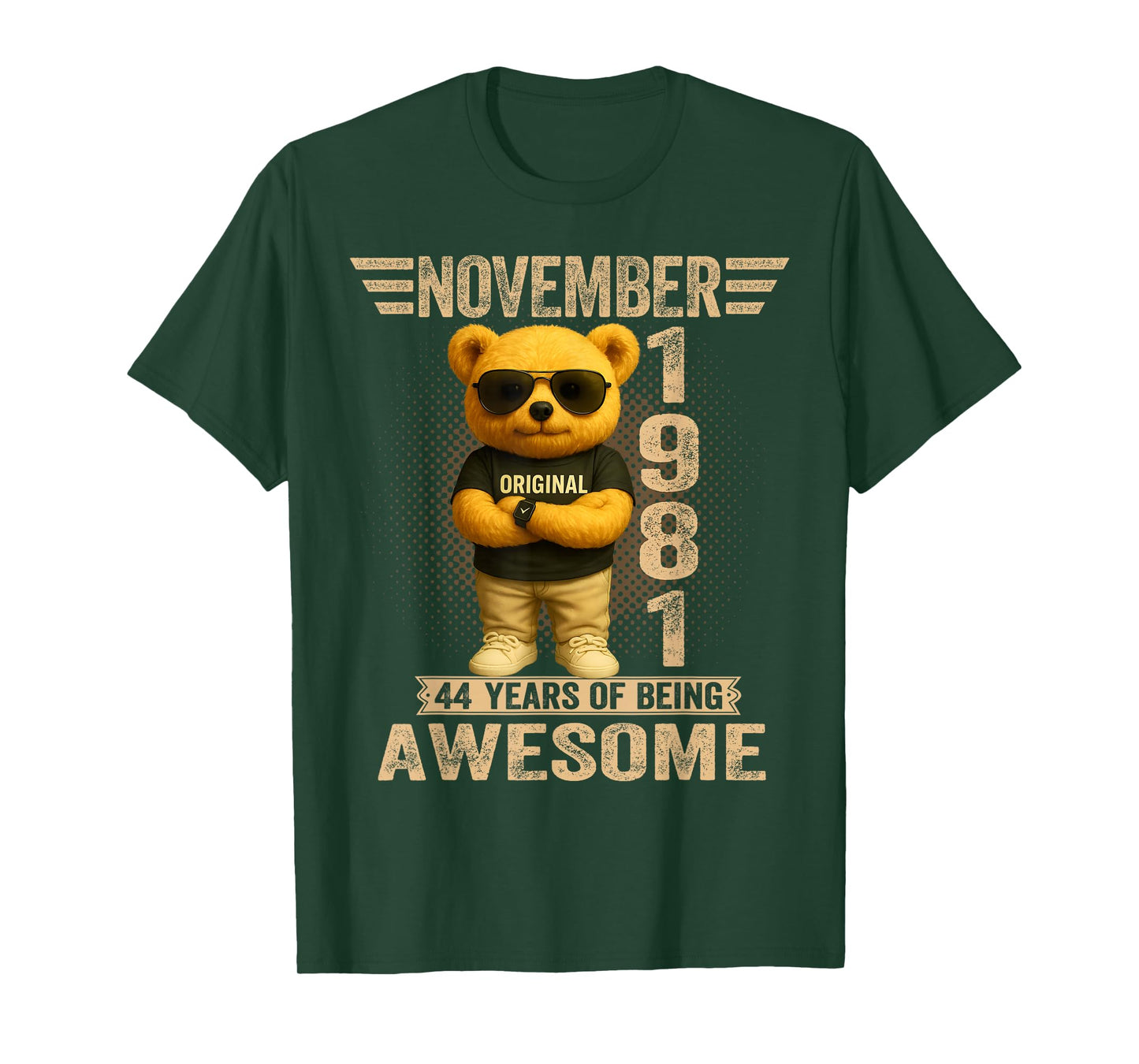 44 Year Old November 1981 Teddy Bear 44th Birthday Men Women T-Shirt