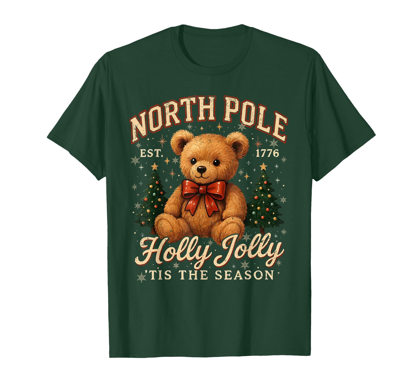 North Pole Teddy Bear Christmas Tee T-Shirt
