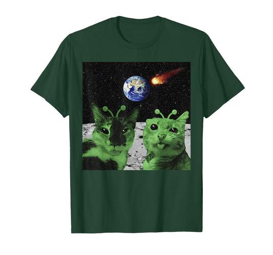 Cat UFO Y2K Cats Alien Selfie Funny Cat Gifts for Men Women T-Shirt
