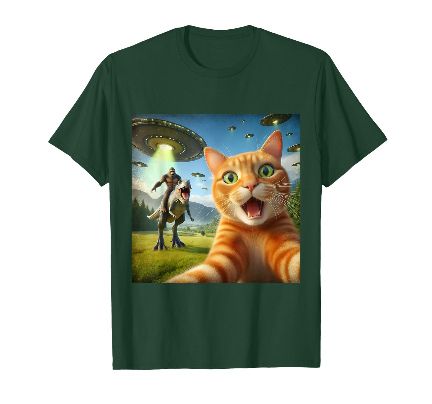 67 Cat Selfie UFO Bigfoot Funny Chaos Meme T-Shirt