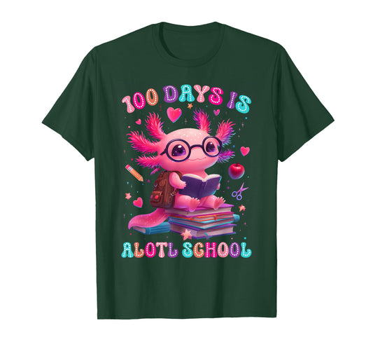 100 Days is Alotl School Axolotl Lover 100th Day of School T-Shirt
