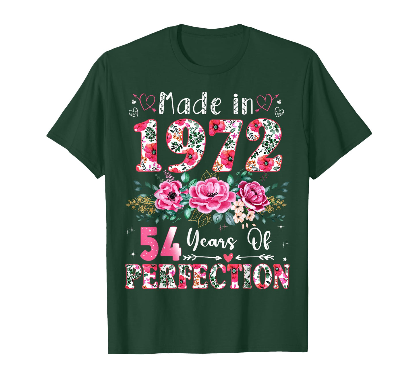 54 Year Old Made in 1972 Floral 54th Birthday Women T-Shirt