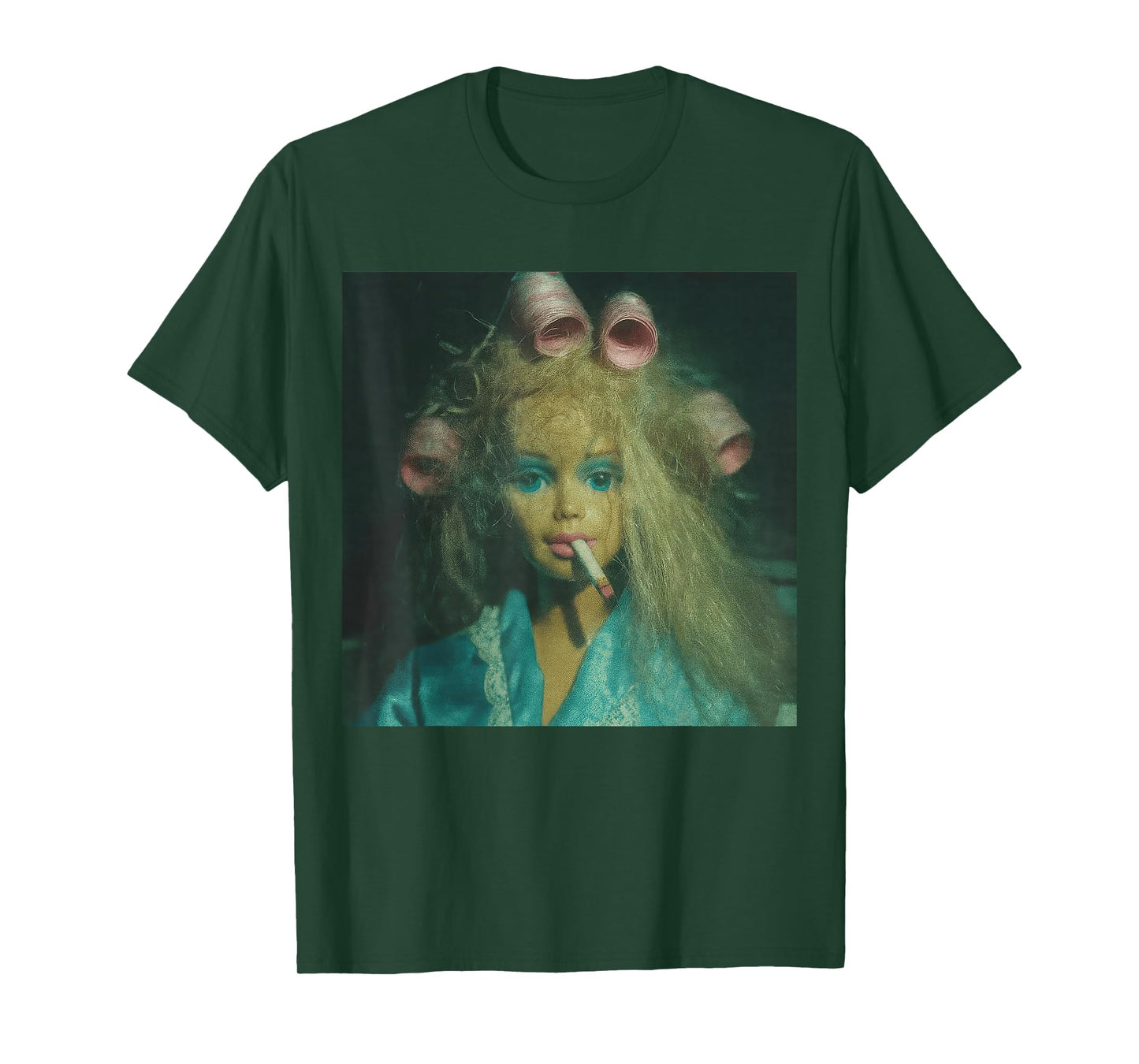 Funny Disgusted Doll face Smoking Cigarette Meme T-Shirt