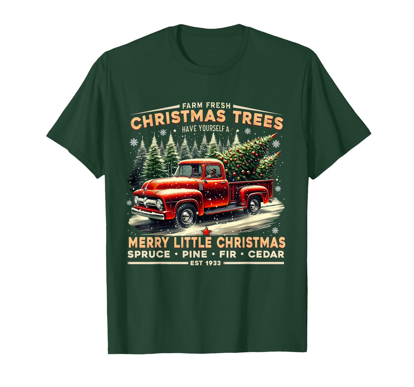 Farm Fresh Christmas Trees Vintage Truck Design T-Shirt