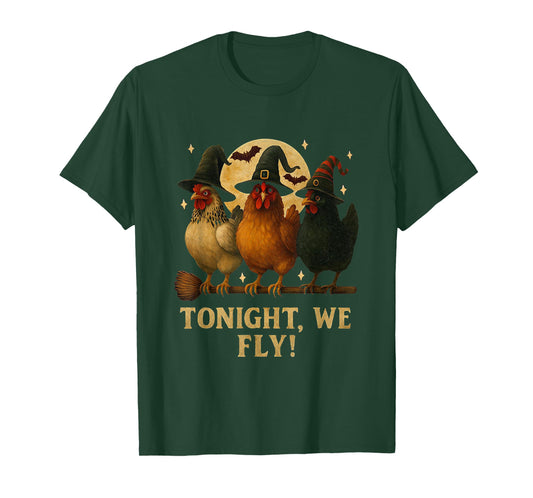 Tonight We Fly Funny Witch Chicken Halloween Cheeky Chicken T-Shirt
