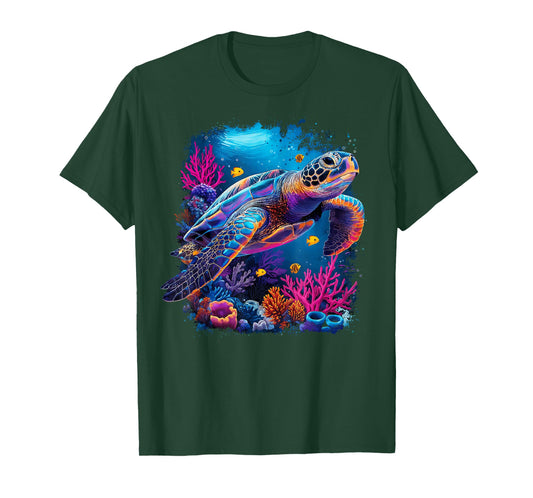 Sea Turtle Beach Earth Day Ocean Animal Scuba Diving Diver T-Shirt
