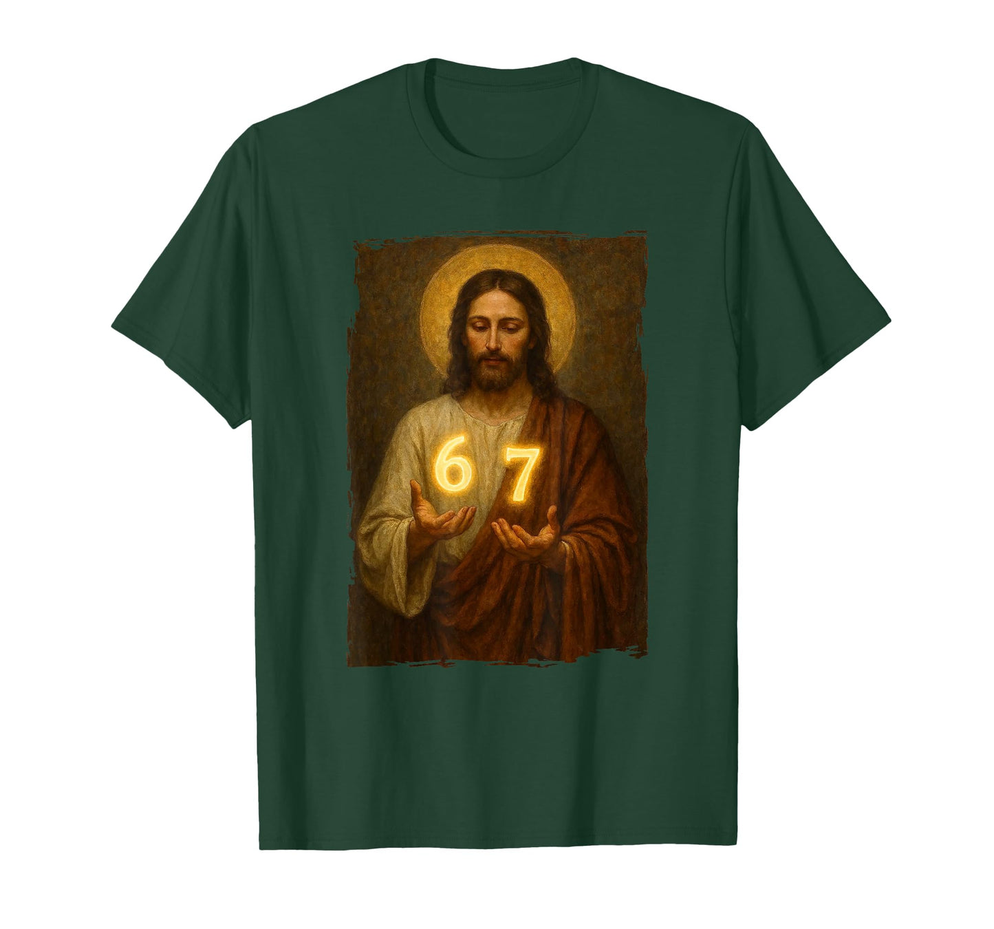 Funny 6 7 Jesus. Absurd Six Seven Meme, Weird Teens Kids 67 T-Shirt