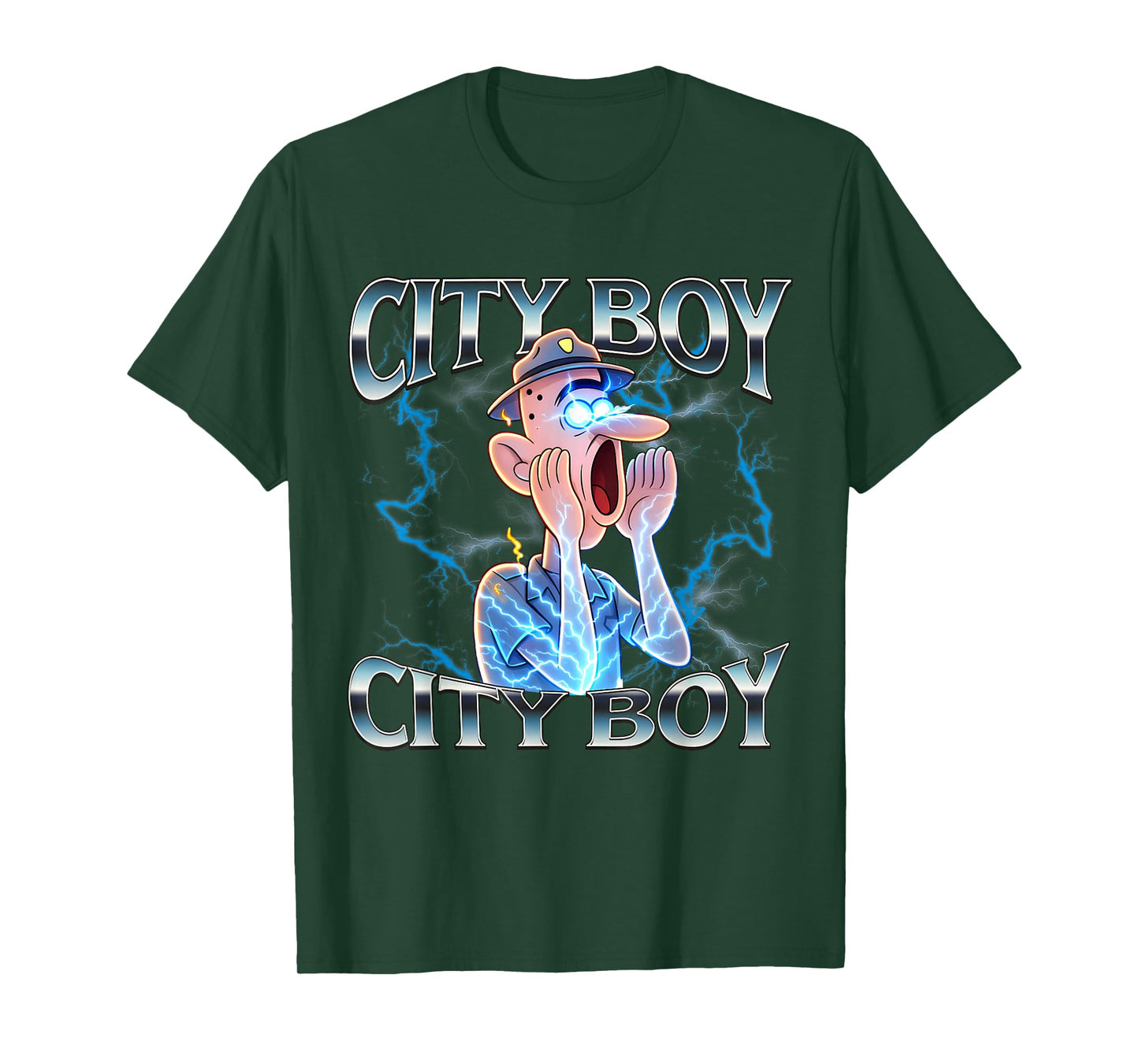 City Boy Brainrot Meme Reaction Loud Funny Cartoon T-Shirt