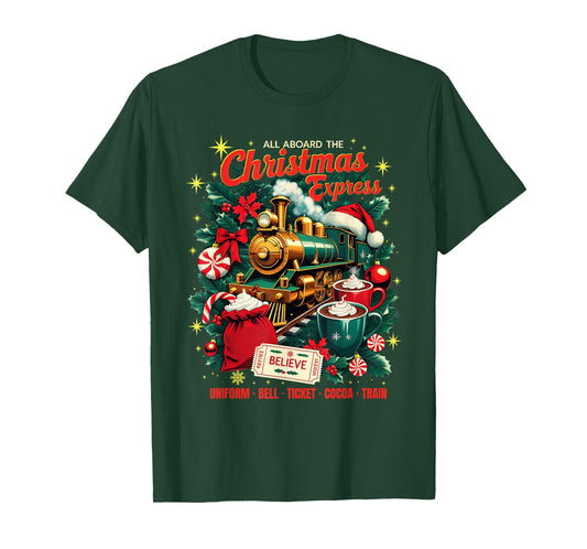 All Aboard The Christmas Express Train Santa Holiday T-Shirt