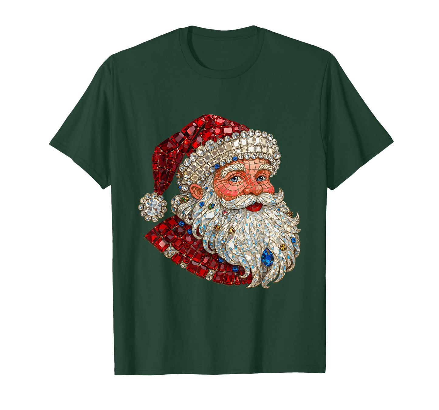 Jeweled Glam Santa Sparkle Christmas T-Shirt